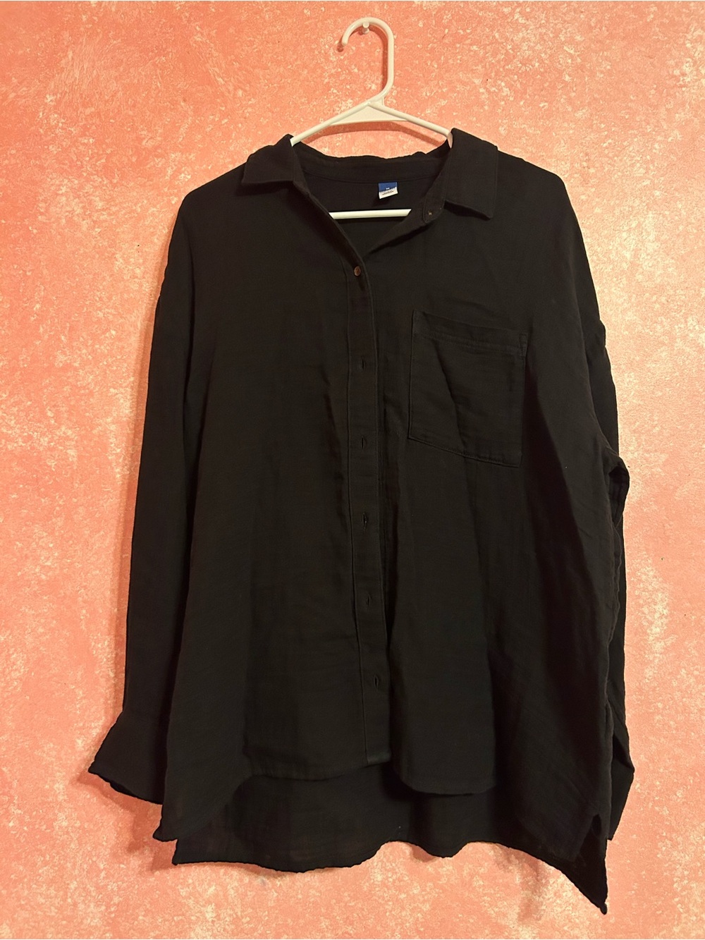 Old Navy Long Sleeve Loose Demi Shirt Black Jack Button-up